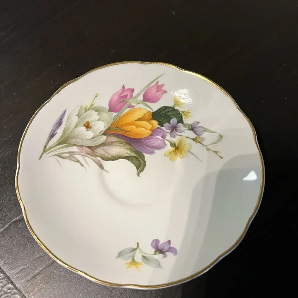Allyn Nelson Collection Sheltonian Crocus Flowers  teacup and saucer set